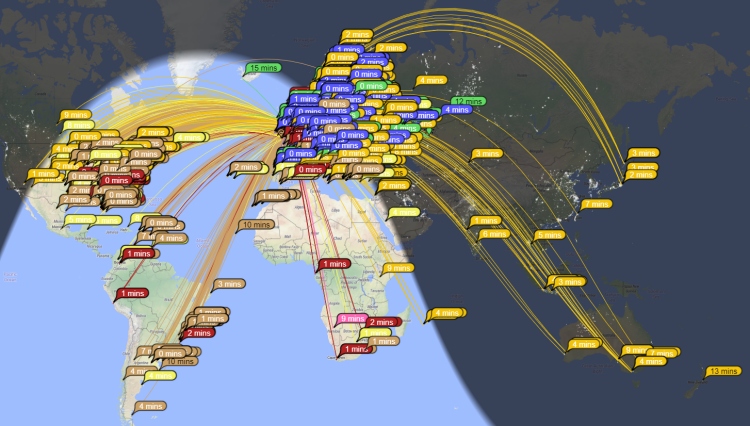 Example map showing PSKReporter Propagation